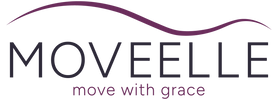MOVEELLE logo with a wavy line above the text on a dark background
